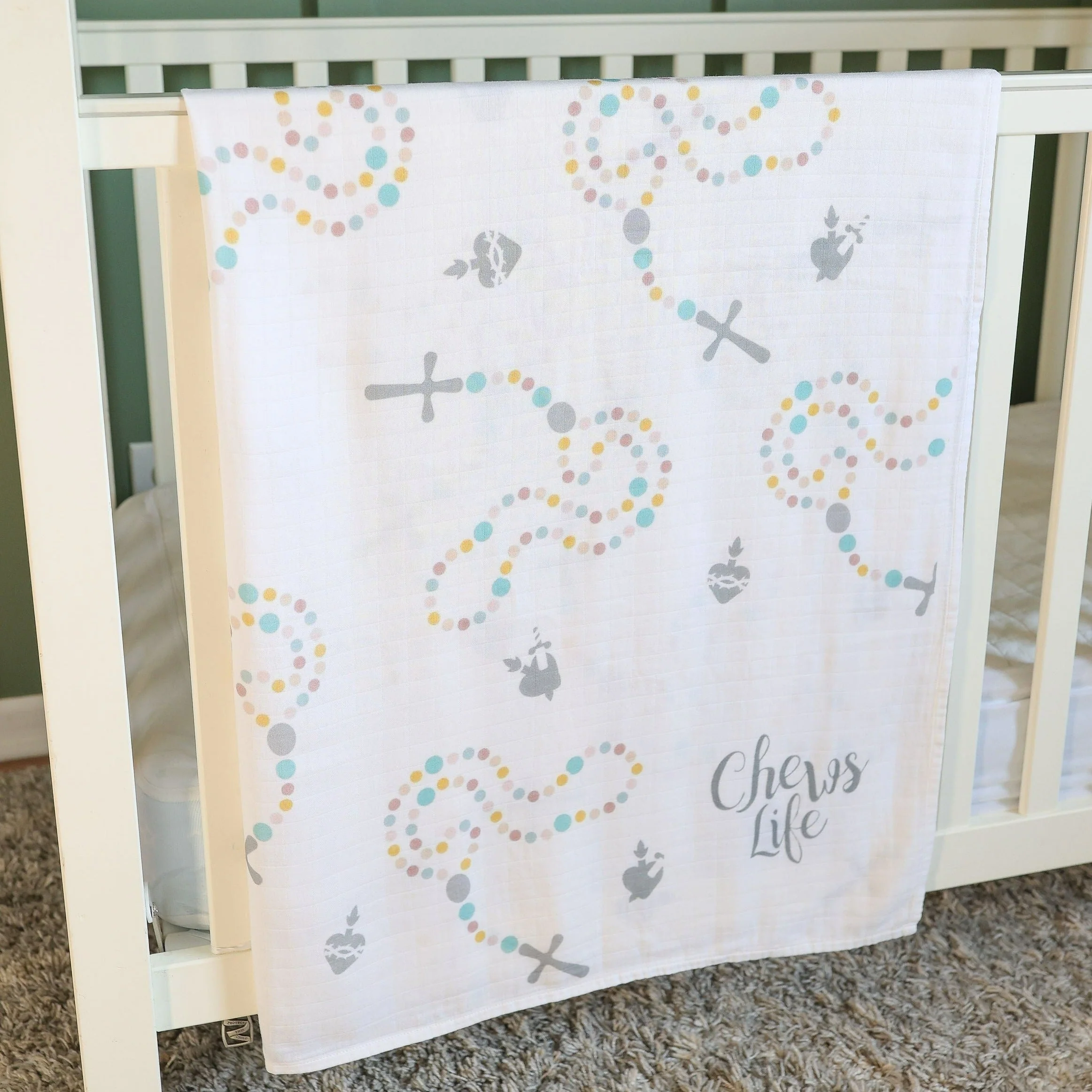 Holy Rosary Swaddle Blanket | Bamboo & Cotton - Image 3