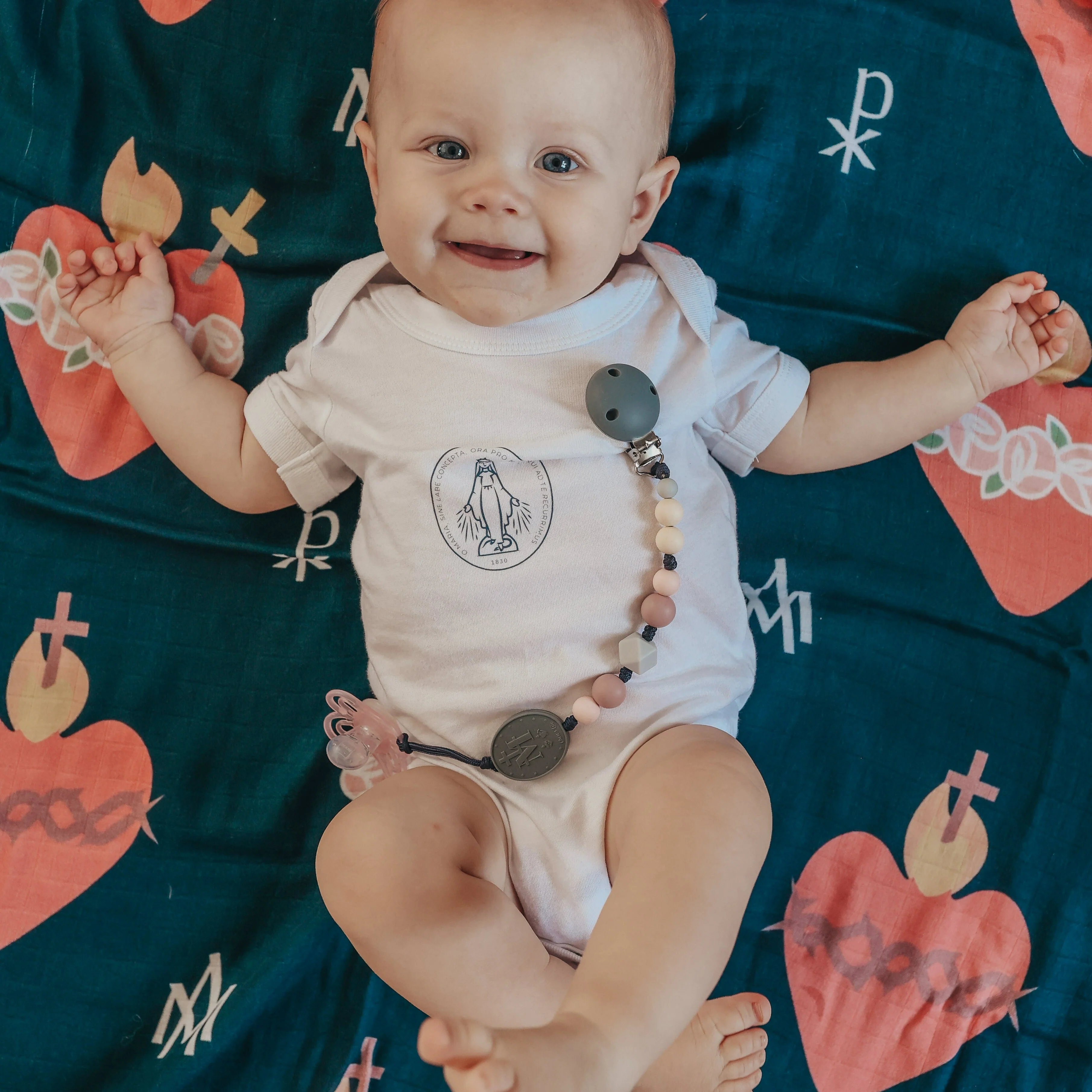 Immaculate and Sacred Heart Swaddle Blanket | Bamboo & Cotton - Image 4