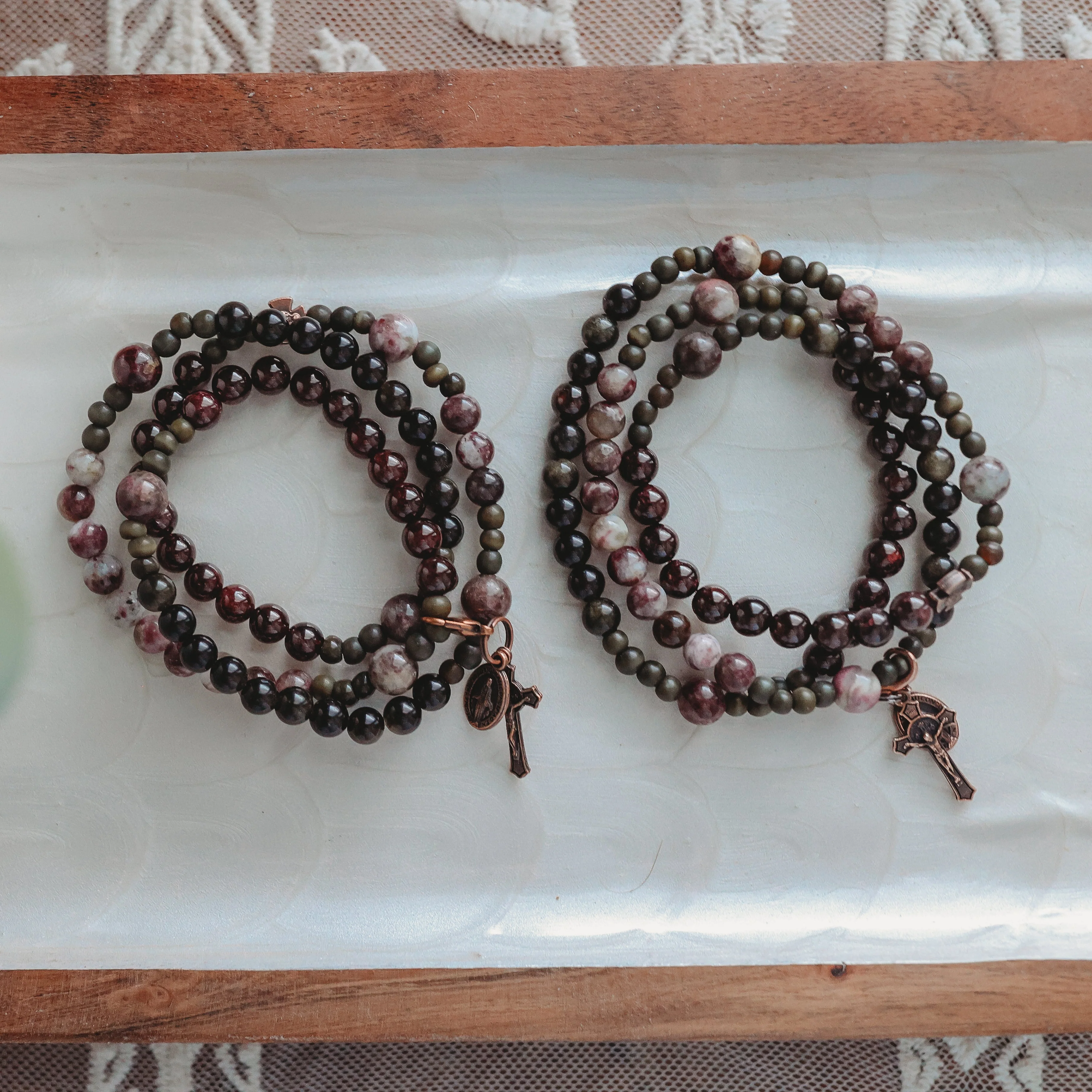 Lenten Triple Wrap Rosary Bracelet - Image 3