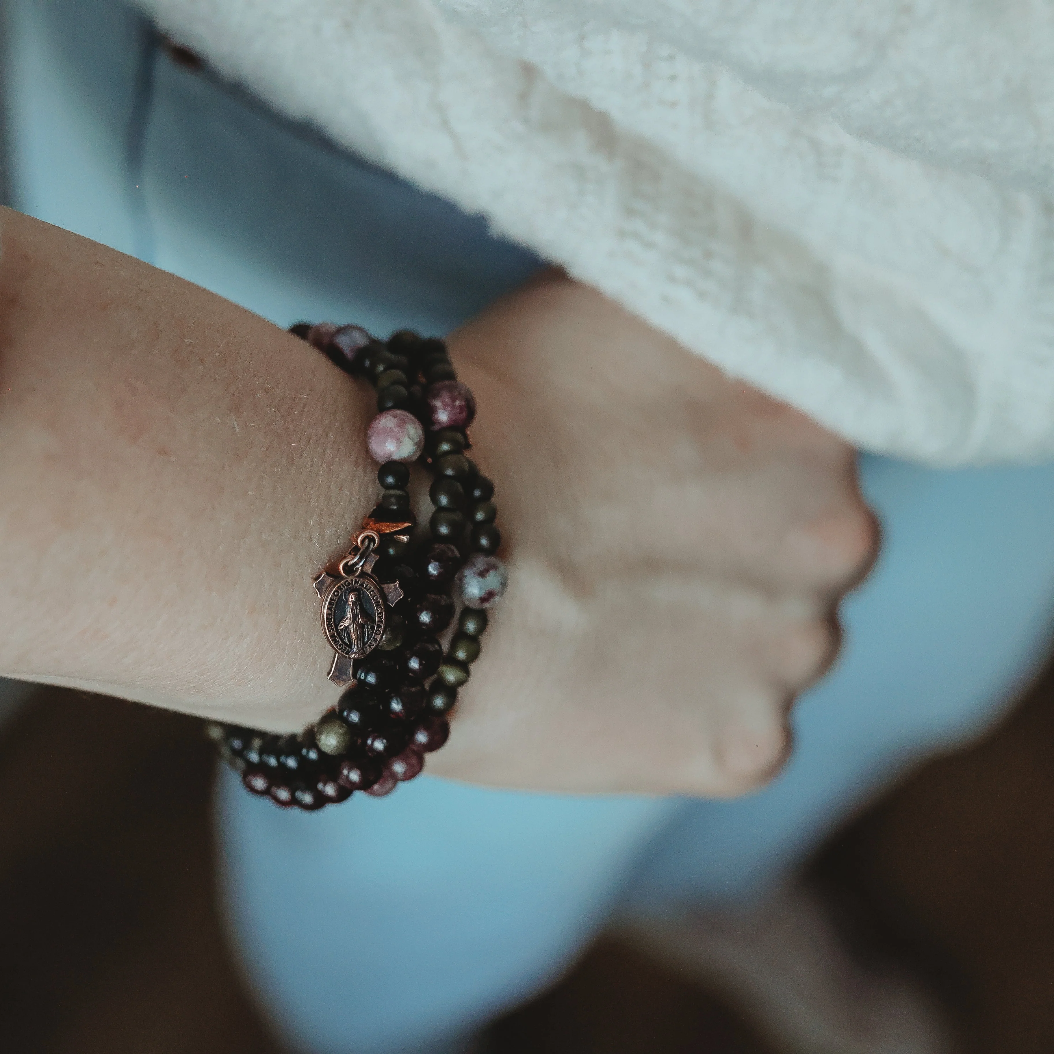 Lenten Triple Wrap Rosary Bracelet - Image 4