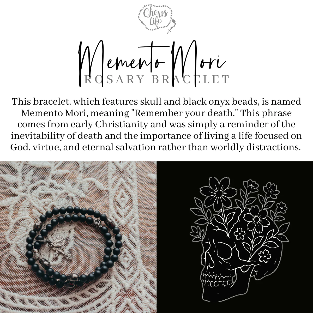Memento Mori | Stretch and Wrap Rosary Bracelet - Image 9